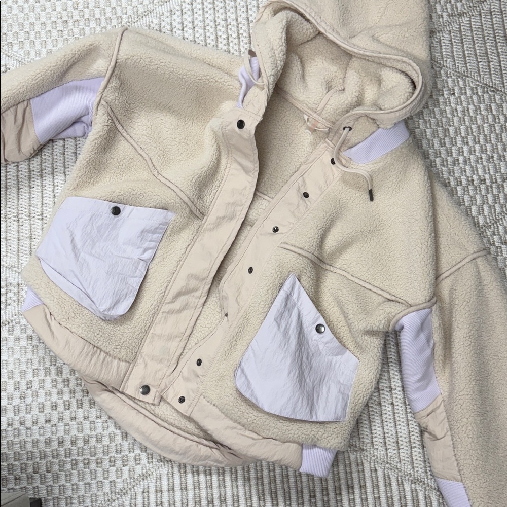 Free People movement Mountain High hoodie lilac beige fleece small
